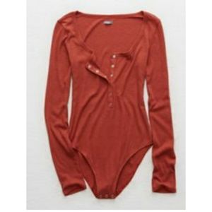 🎈3 For $60 Aerie Real Soft Ribbed Henley Bodysuit  S